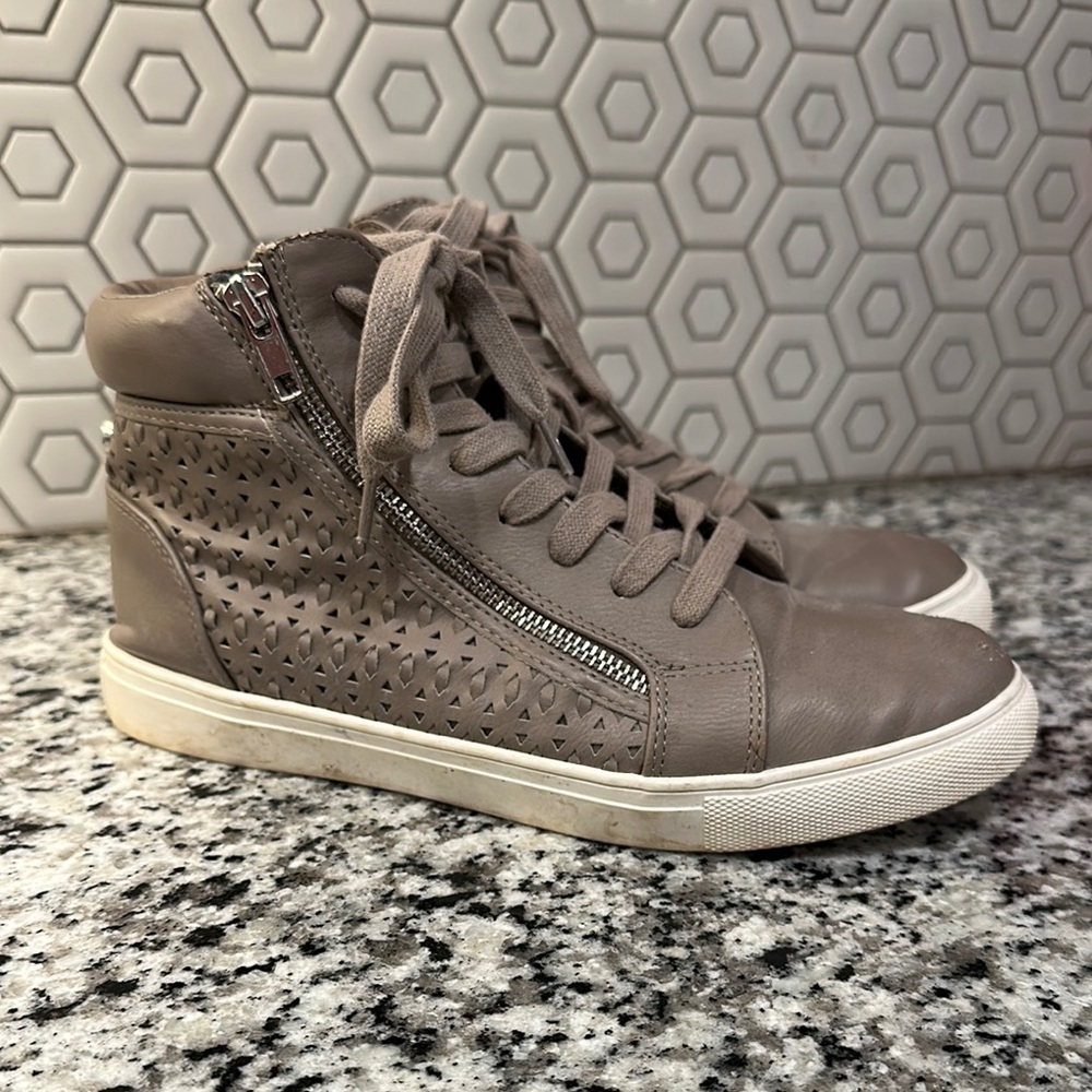 Steve Madden Brown High-Top Sneakers with Side Zipper